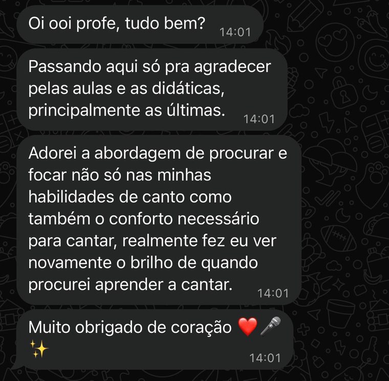 Mensagem de aluno